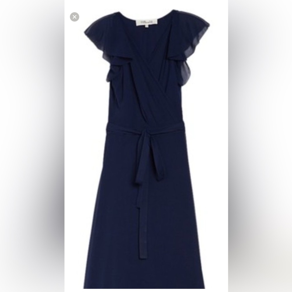 DVF  Eldridge Navy Blue Maxi Wrap Dress